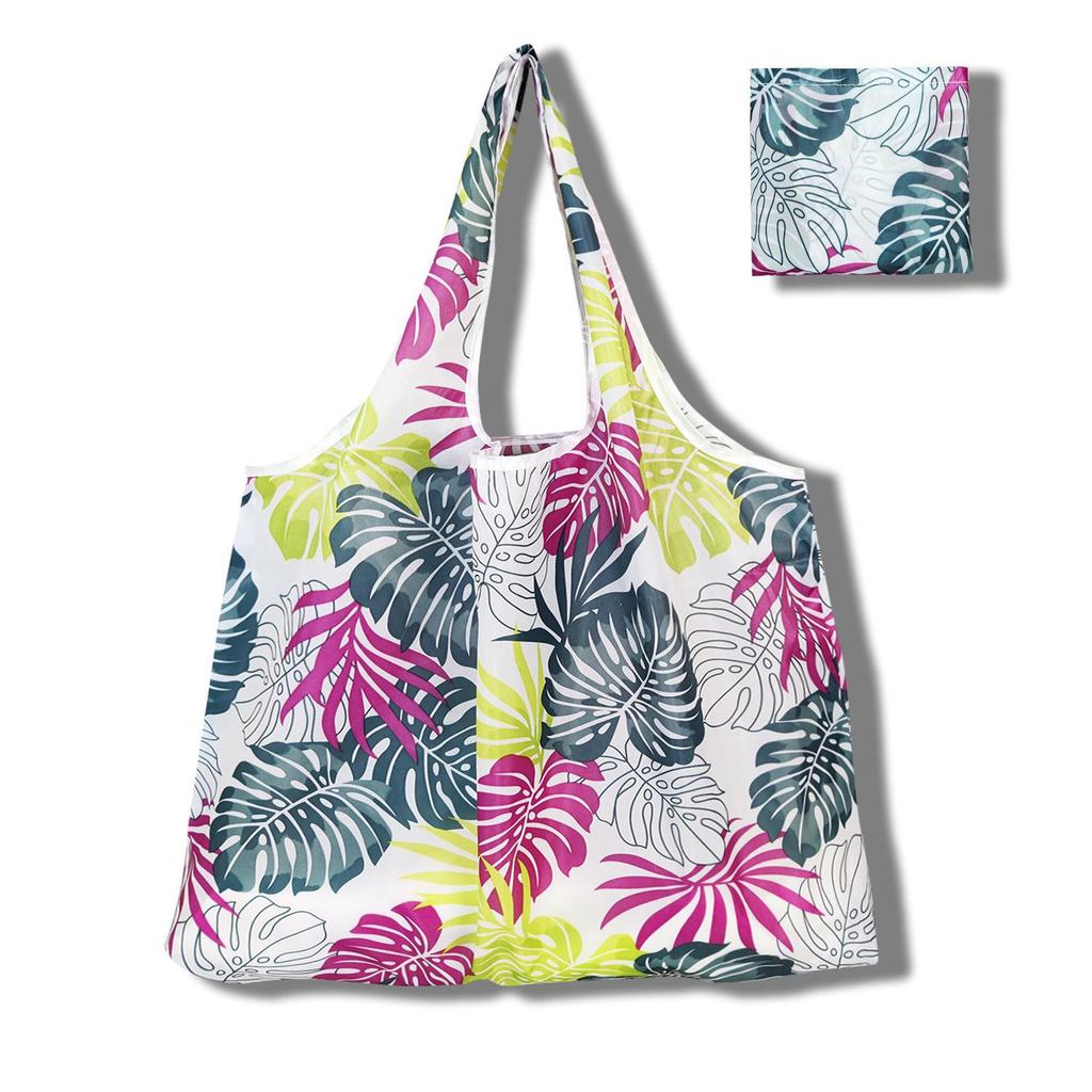 Large Floral Pattern Foldable Tote Bag - Portable, Sturdy, Eco-Friendly, Wear-Resistant for Grocery Shopping