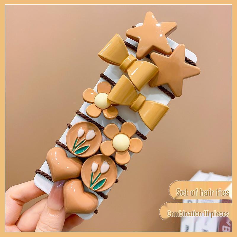 

Детские милые резинки для волос с цветами - цвет молочного кофе, не повреждают волосы маленьким девочкам