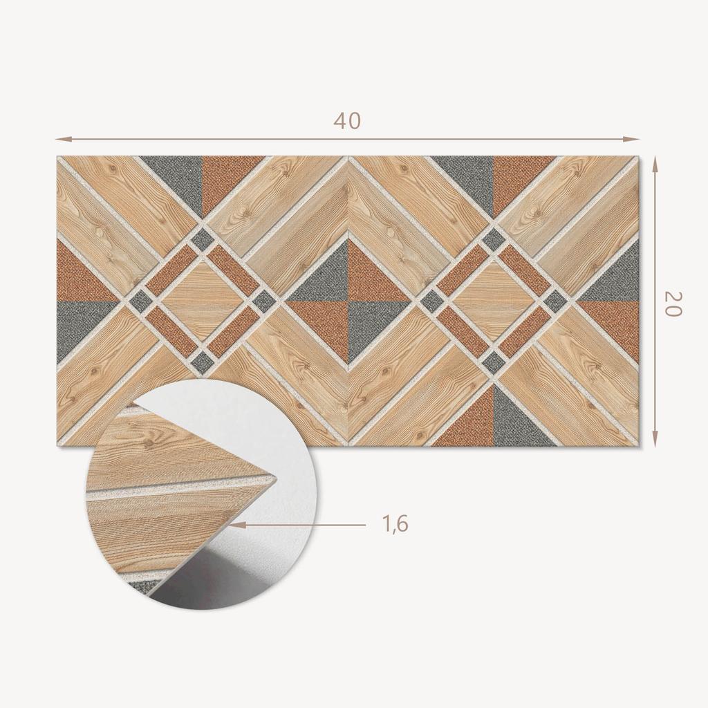 Paczka Kafelków Pcv Z Wzorem Do Salonu Samoprzylepne Wzór Geometryczny Z Drewnem 10X40X20 Cm