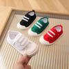 Kids' Soft Canvas Velcro Sneakers - Low Top, White, Spring/Autumn