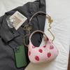 Fashion Shoulder Bag Strawberry Cherry Print Solid Color Large Capacity Zipper Adjustable Chain Strap Daily Commute Shopping