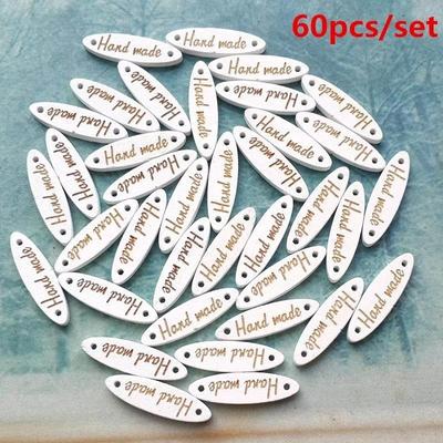 60pcs Wooden Charms Pieces Weddings Buttons Findings for Home Made Hand Made Gift Wedding Supplies