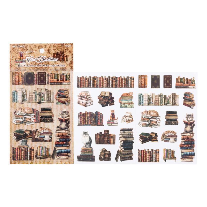 

2sheets Book Gallery Series Retro 3D Relief Die Cutting Stickers Creative Decoration DIY Junk Journal Scrapbook Stickers