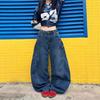 Large Size High Street Wide-leg Jeans Women's Spring and Autumn New American High Waist Fat MM Loose Drape Straight Floor Pants