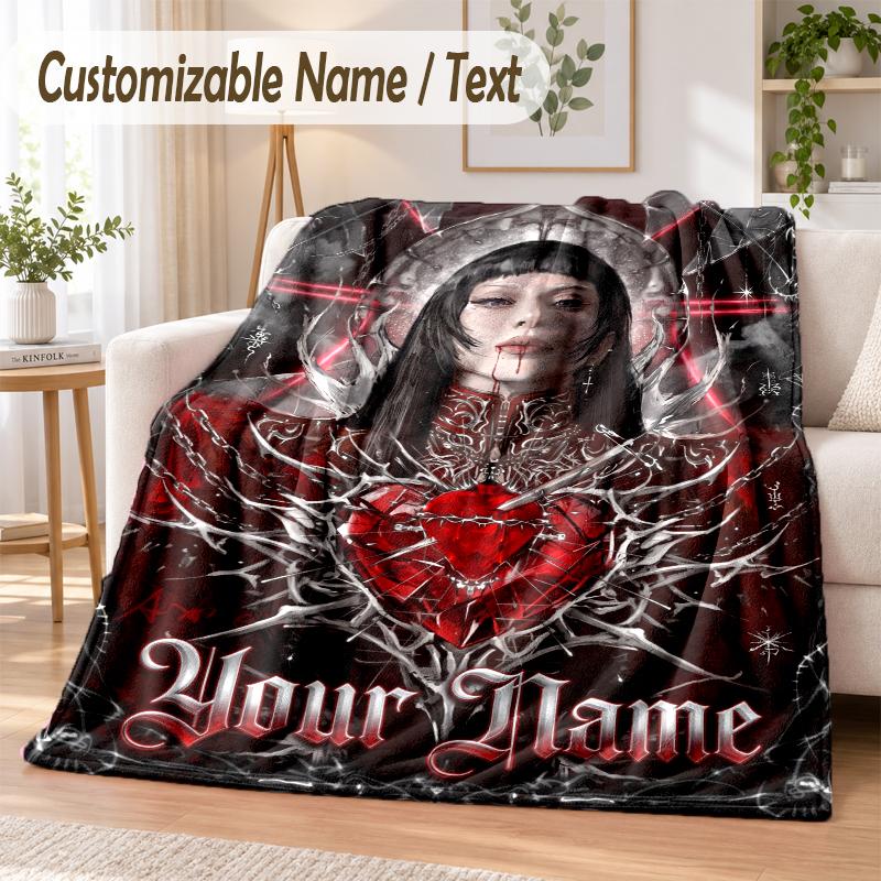 Lady Gaga Custom Name Flannel Throw Blanket Soft Warm for Sofa Bed Indoor Home Use