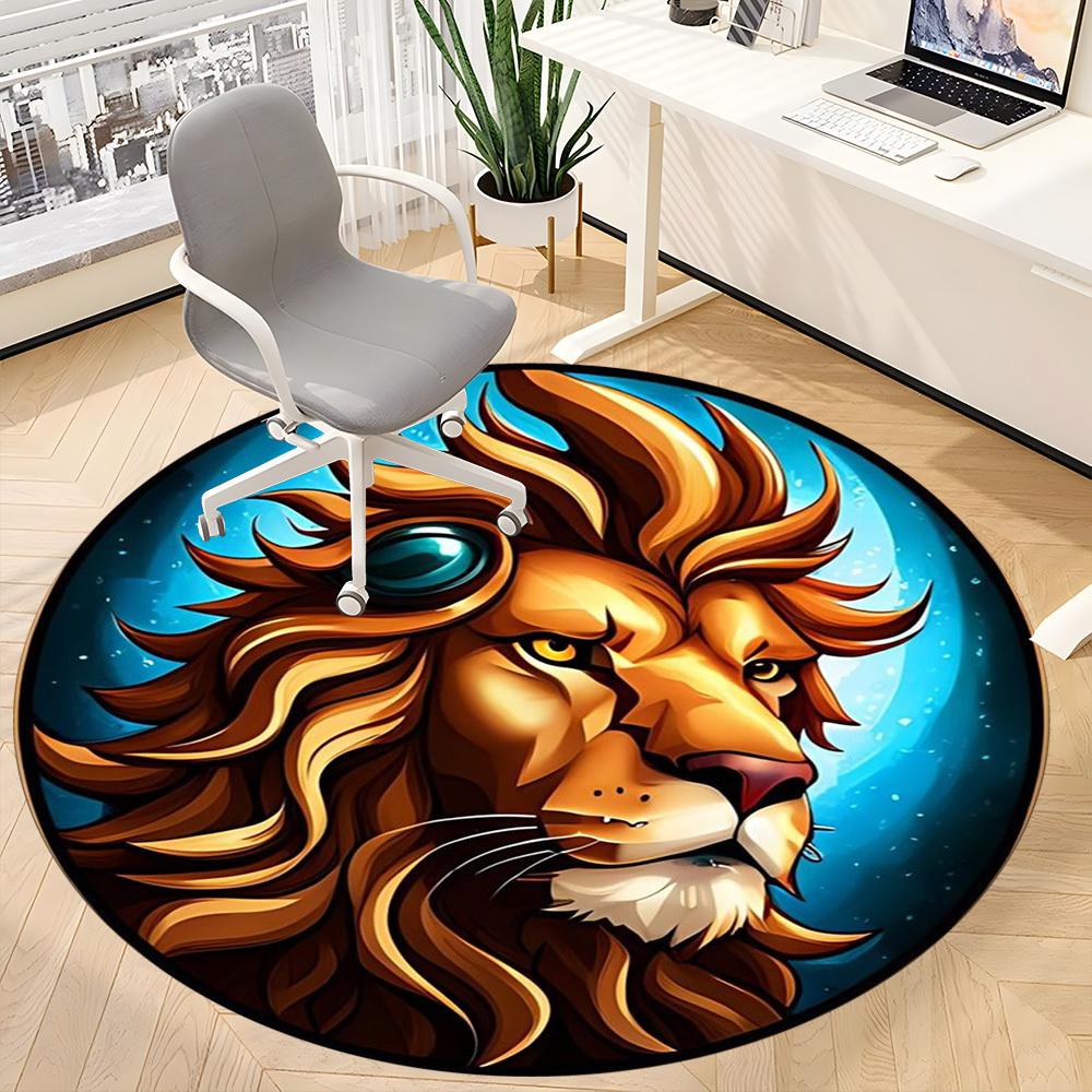 1pc Lion Head Chair Carpet for Office Non-Slip Mat for Office - Decorative Floor Mat  yy251030218