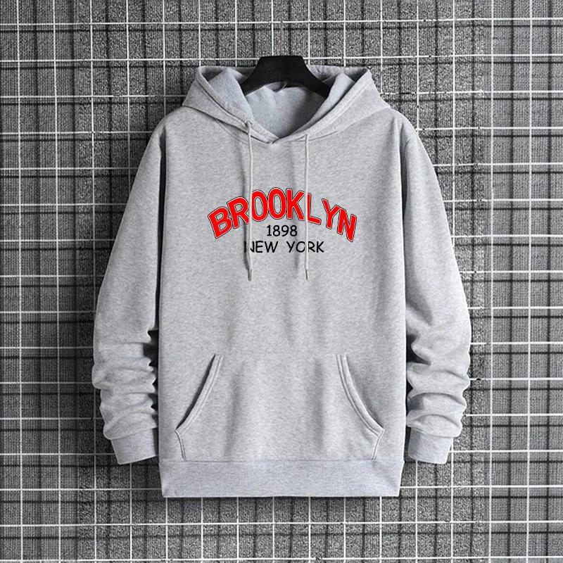 Brooklyn Print Hoodies for Man Autumn Winter Hot Sale High Quality Hooded Sweatshirt Home Outdoor Casual Sport Warm Pullover