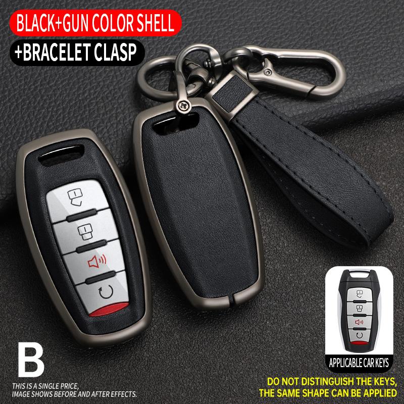 Zinc Alloy+Leather Auto Smart Key Fob Cover Case Protective Housing Remote Fit For Great Wall Poer GWM Vanguard Auto Key Fob Decoration Housing
