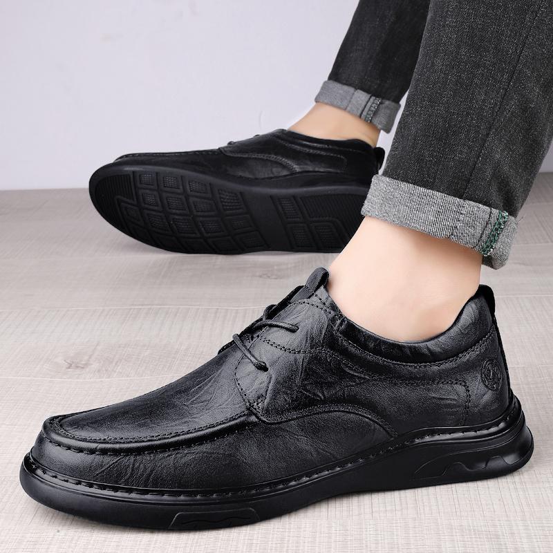Повседневные мужские кожаные туфли из натуральной кожи высокого качества в мужском стиле — фото 3