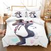 Cool Personality Anime Kuma Kuma Kuma Bear Bedding Set New Duvet Cover Pillowcase Polyester Bed Linen Kids Adults Gift
