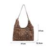 Leopard Print Slouchy Bag Large Capacity Polyester Shoulder Purse Casual Handbag for Women Shopper Bag Underarm Pack