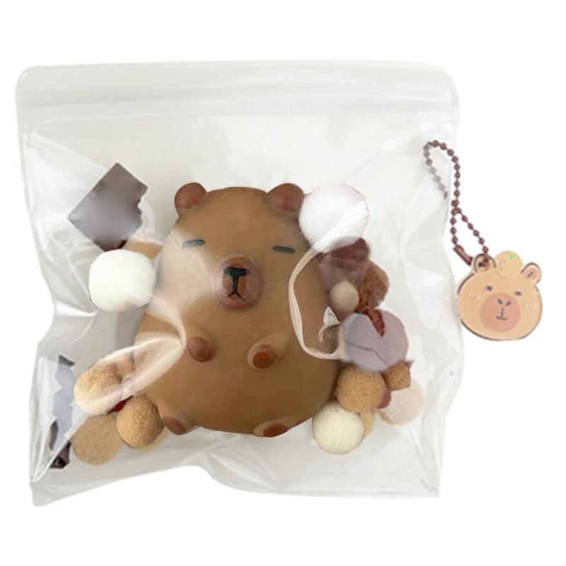 Cute Capybara Stress Relief Squeeze Toy Keychain Flexible Capybara Squeeze Keychain Unique Bag Accessory For Relaxation