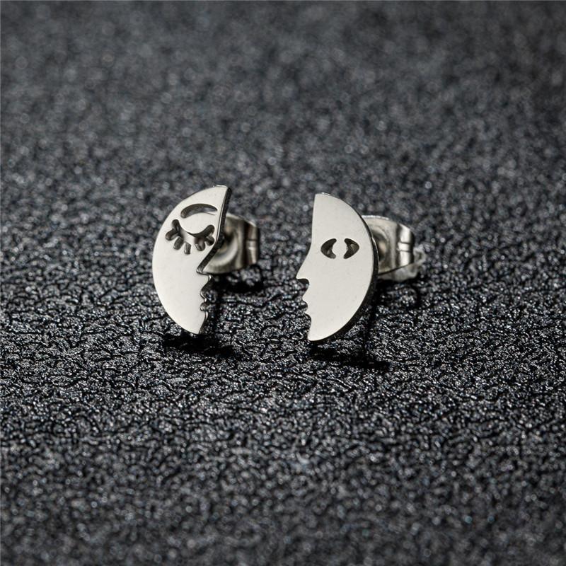 Stainless Steel Star Moon Stud Earrings for Women Everyday Mothers'day Celestial Birthday Gift Crescent Piercing Jewelry