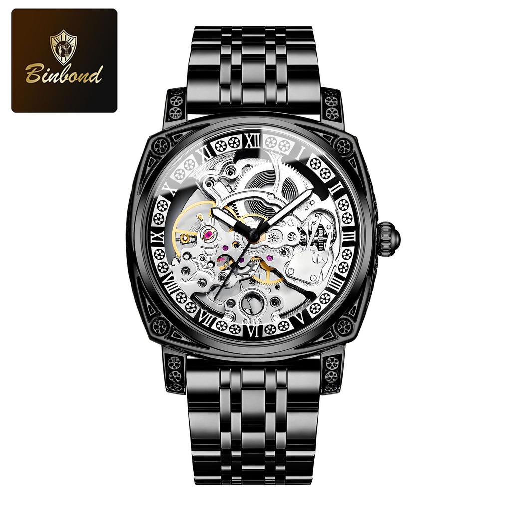 New Spot Men's Mechanical Watch Luminous Waterproof Multi-functional Engraved Mechanical Watch Supply