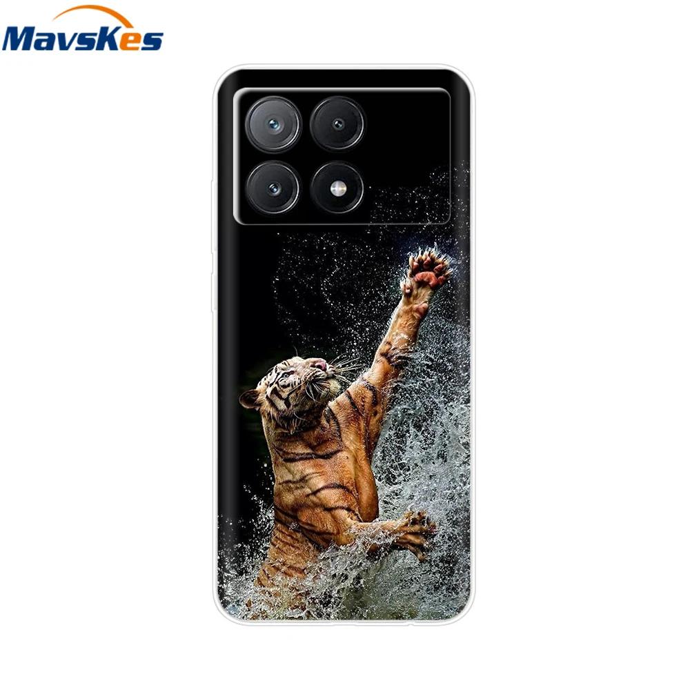 For Xiaomi Poco X6 Pro Case TPU Soft Painted Phone Cases For Xiomi Poco X6 PocoX6 Pro 5G Silicone Cover Flower Fundas Protective