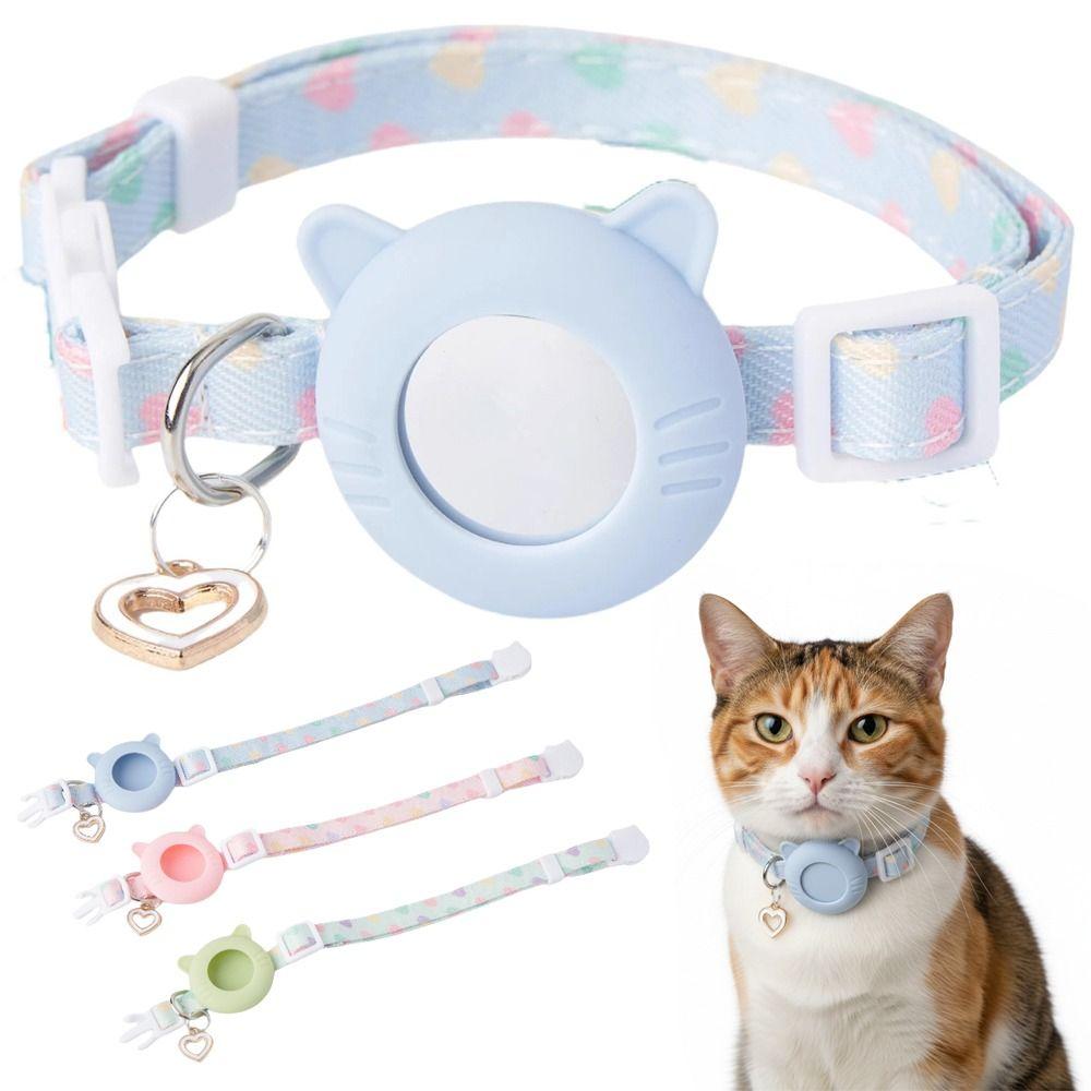 Adjustable Cat Tracker Collar for AirTag Holder Pet Cat Tracking Collar Silicone Protective Case