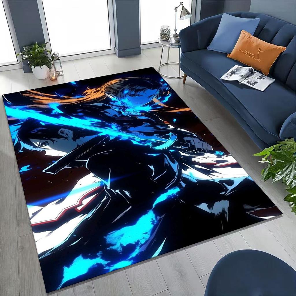 Anime SAO Sword Art Online Cartoon 3D Rug for Bedroom Living Room Sofa Home Doormat Decor, Large Kids Play Non-slip Floor Mat