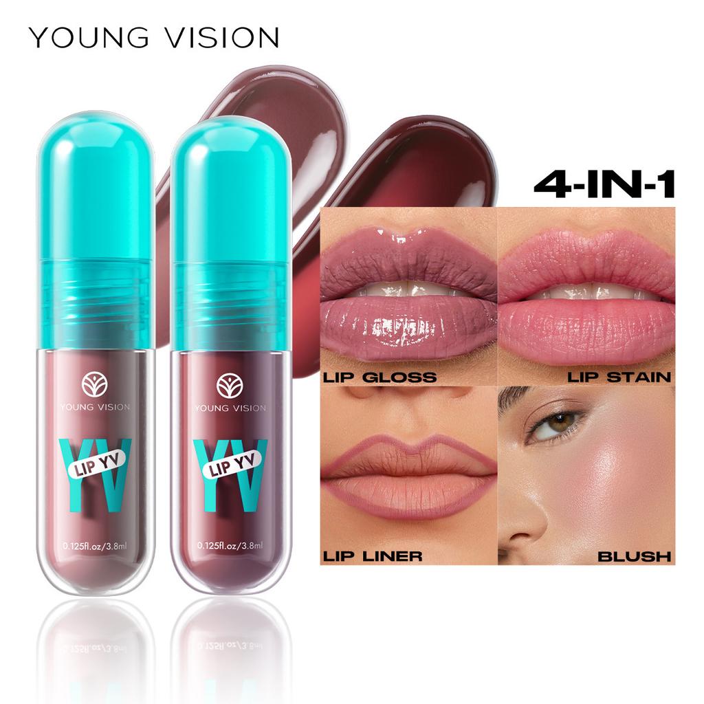 YOUNG VISION 6-Color Lip Gloss Avocado Moisturizing Lip Glaze Lightweight Non-Sticky Hydrating Smooth Pigmented