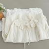 Women's Mori Girl Style Cotton Shirt with Ruffled Lace Collar, Tie-up Long Sleeves, and Heavy Embroidery