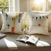 Minimalist Abstract Geometric Bird Pattern Cushion Cover Pillowcase Antidustmite Invisible Zipper Short Plush Sofa Cushion