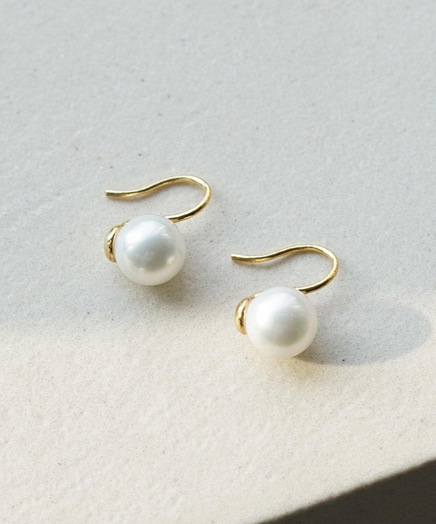 Alleun Silver 925 Hoop Pearl Earrings Nucleated Pearl 6Mm 8Mm