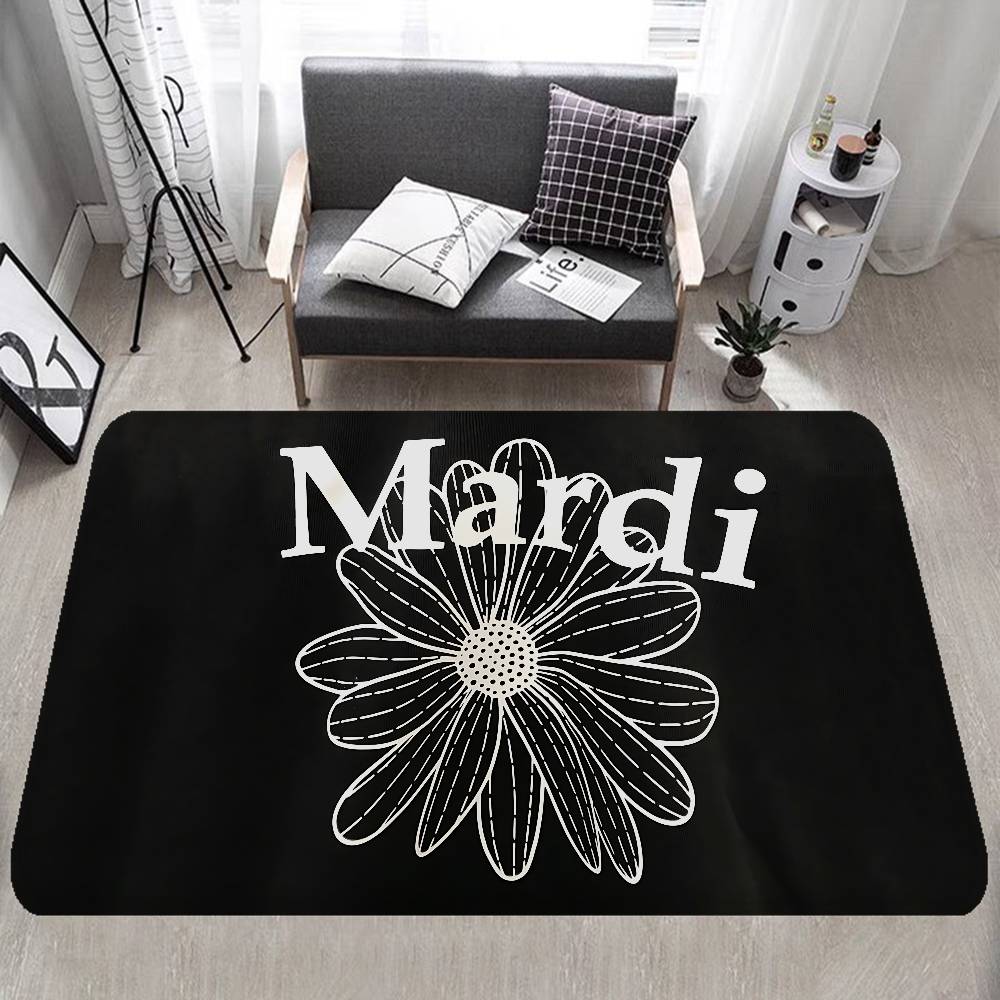 Designer Trendy Brands M-Mardi Fashion Logo Floor Mat Cheaper Anti-slip Modern Living Room Balcony Printed Bedside Mats