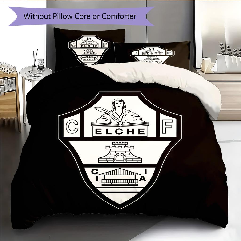 Elche Club de Fútbol Pattern Bedding Quilt Set Home Decoration Gift (1 * duvet cover + 2 * pillowcase without core)
