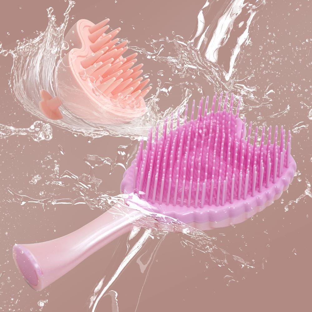 Mini Angel Detangling Hair Brush Silicone Shampoo Brush Head Scalp Massage Combs For Valentine's Day Anniversary Gifts For Woman