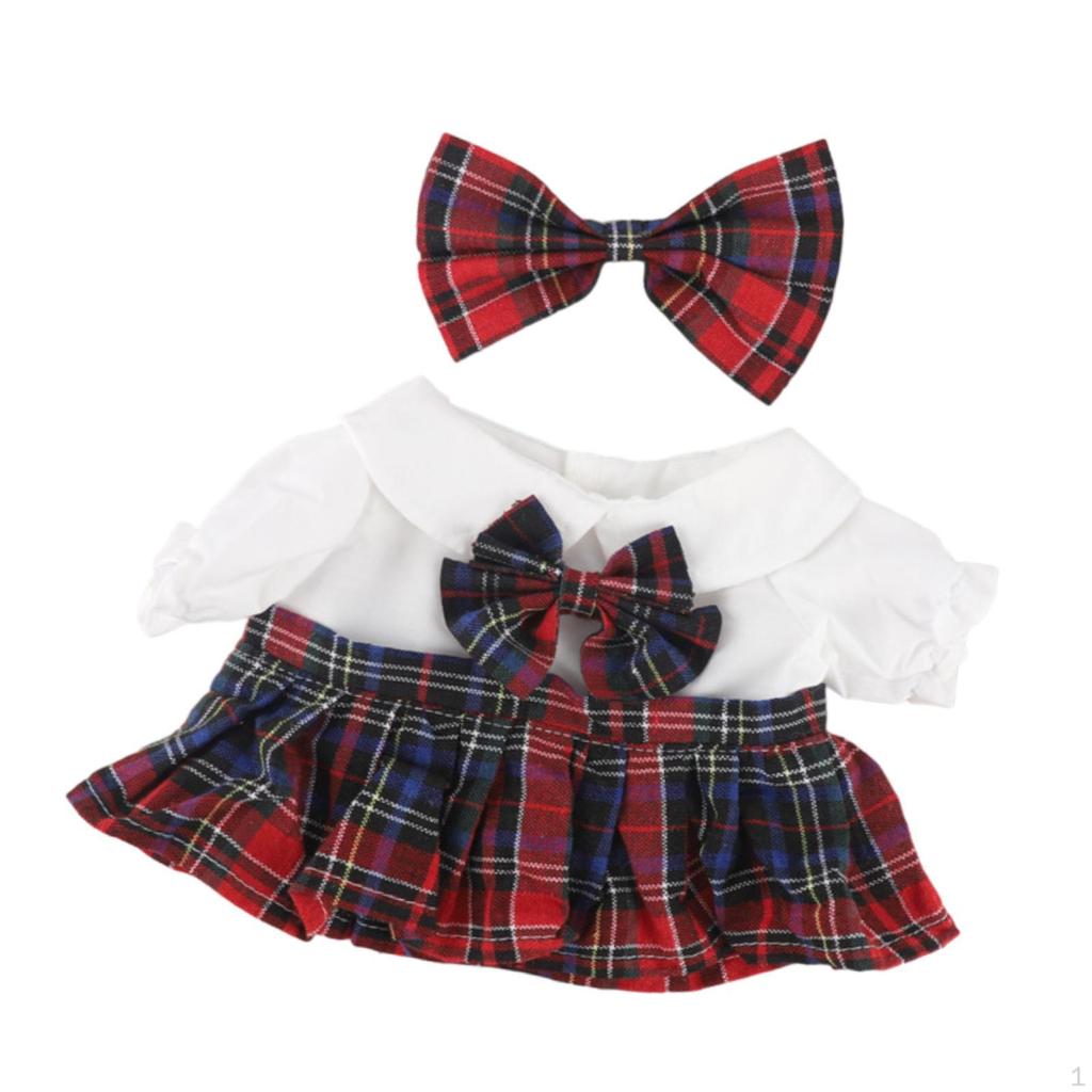 2Pcs Dolls Dress Suit with Bow Tie Hair Clip for 38cm Children's Gifts A