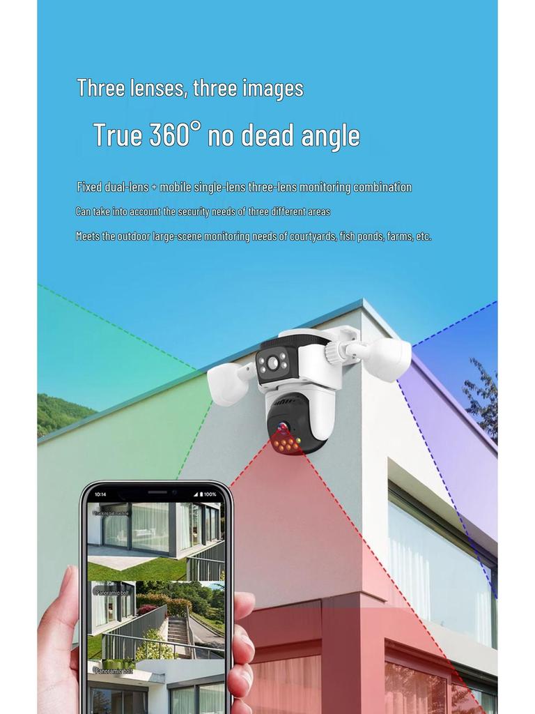 Outdoor 360° Multi-Lens Camera with Triple-Screen Monitoring