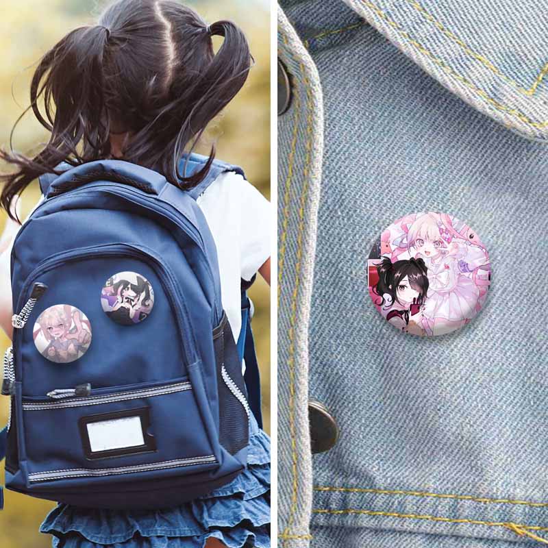 Pop Game Needy Streamer Overload Button Pins Cartoon KAngel Cosplay Badge Ame-chan Round Brooch Bag Hat Decor Jewelry Toys Gifts