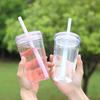 Transparent Tritan Straw Tumbler 16oz Colorful Coffee Cup with Lid Cute Leak-Proof Sippy Cup for Iced Coffee Tea Juice Milk