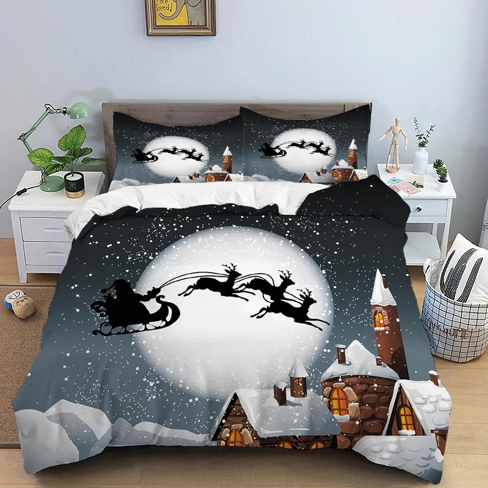 Christmas 3D Printing Digital Printing Bedding Set Duvet Cover Comforter Bed Single Twin Full King Queen Size Bedding Set Kids