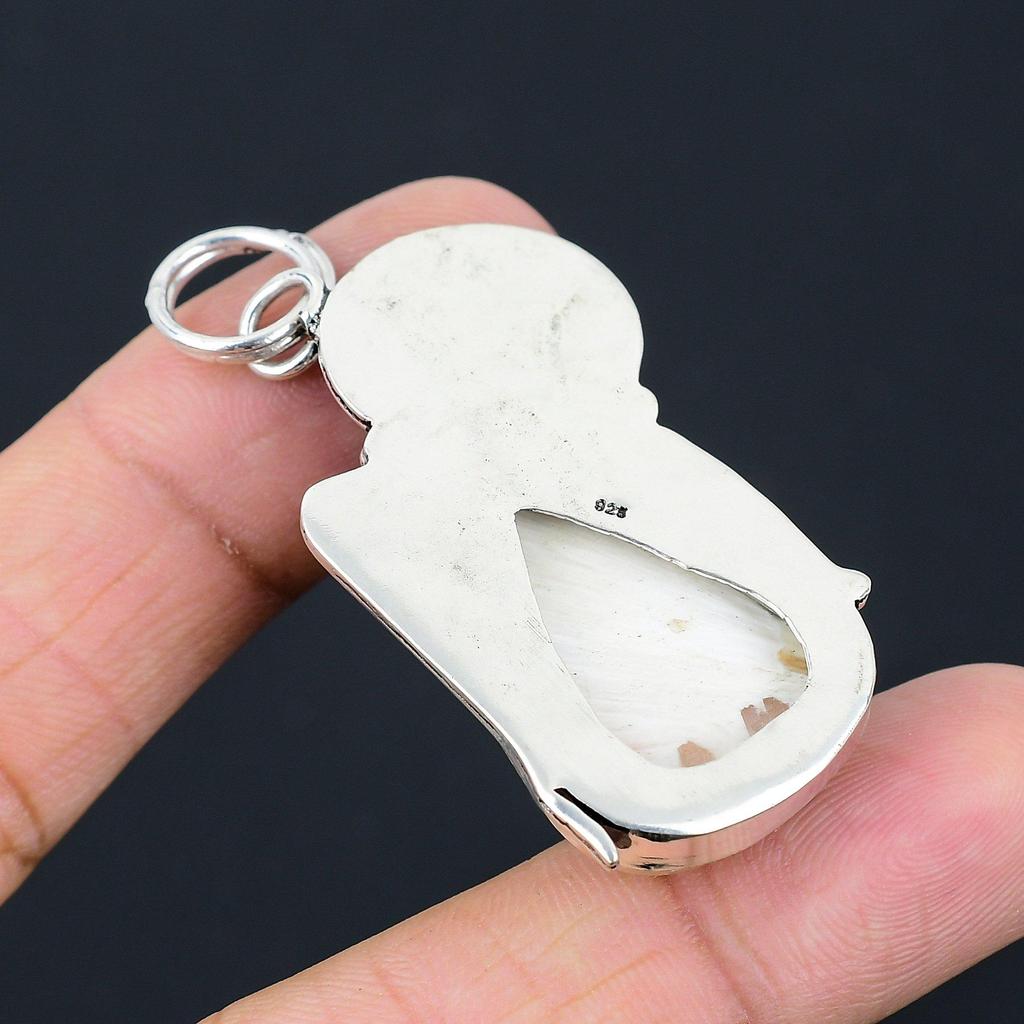 Presente Para Mulheres Pingente de Joia Prata de Lei 925 Gema Natural Scolecita