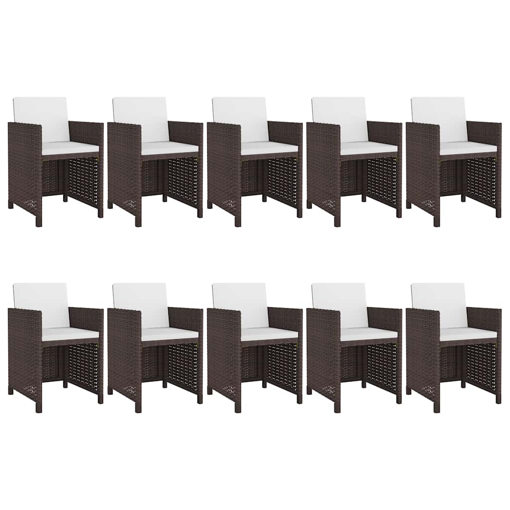 11 piece garden dining set with cushions poly rattan brown