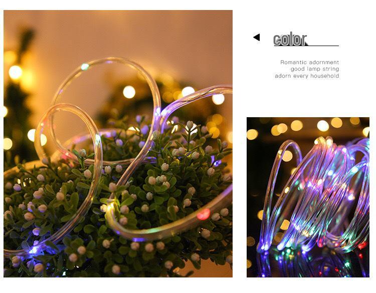 Solar-Powered LED Strip Lights: Colorful Outdoor Christmas Soft Tube with Battery/USB Copper Wire In Seven Rainbow Colors