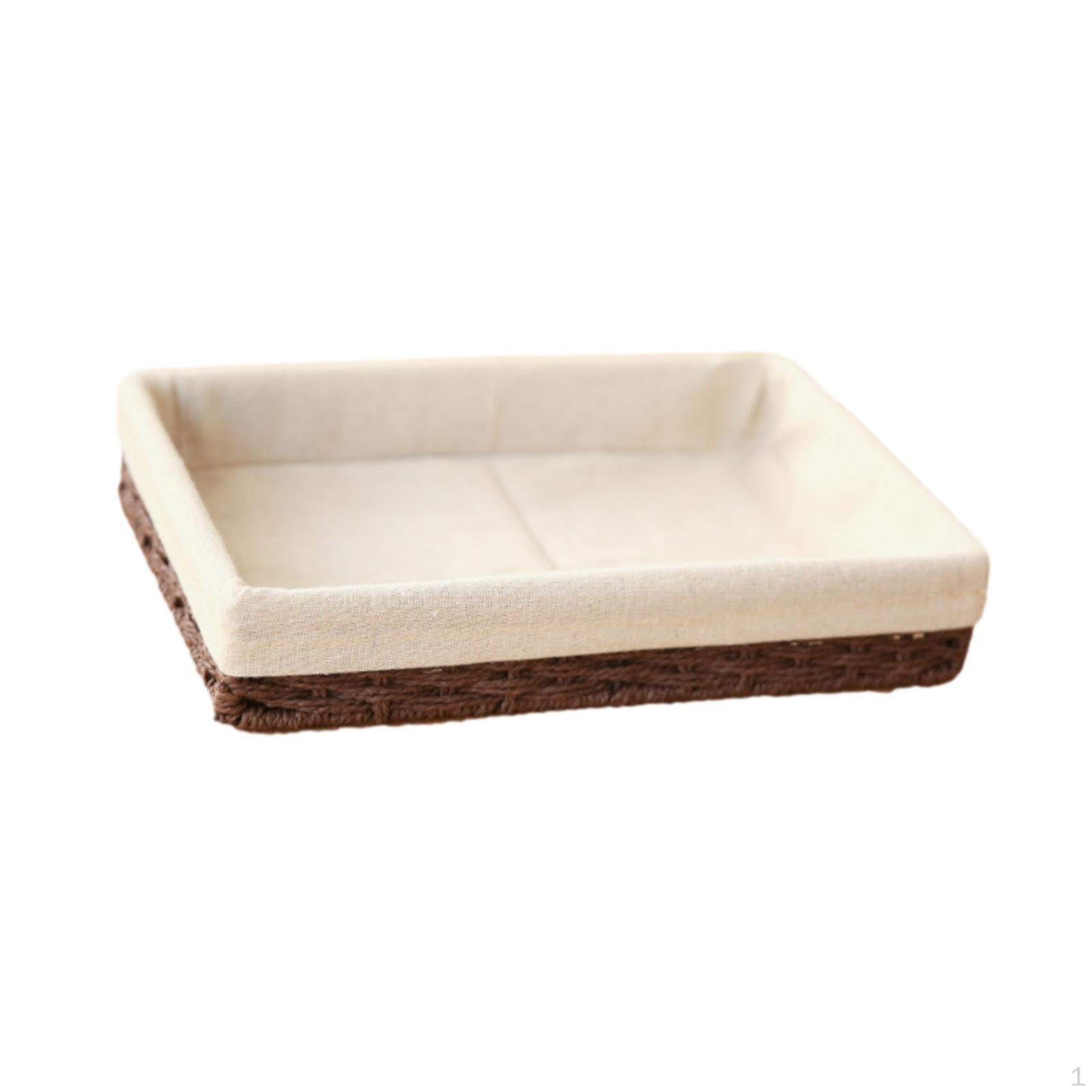 

Плетеная корзина, прямоугольный органайзер, тканевая подкладка, настольный органайзер для мелочей, ручная работа coffee L