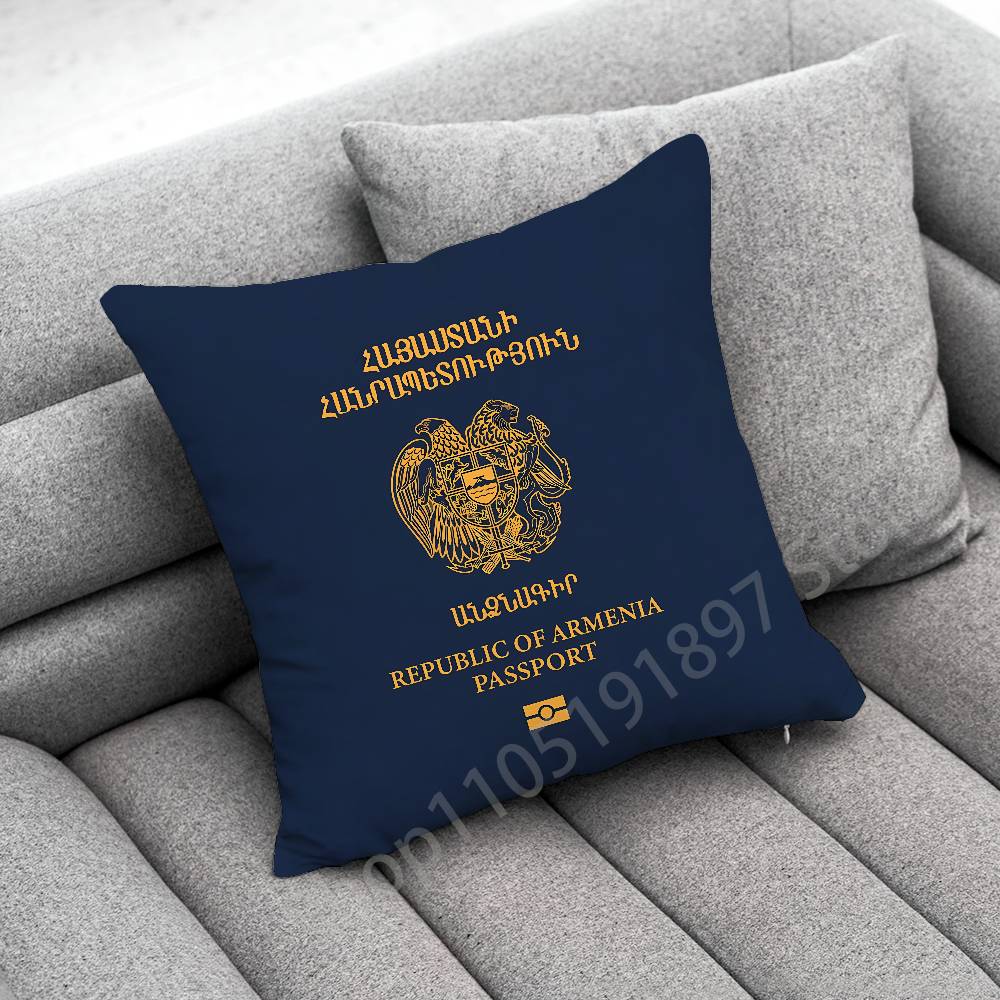 Armenia Flag Passport Logo Throw Pillow Case For 45x45cm 40x40cm 30x30cm 50x50cm 55x55cm Square Home Pillowcase Case