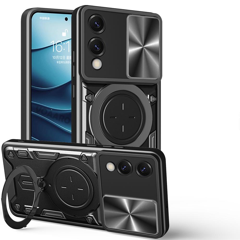 Slide Lens Push Window Armor Funda for Samsung Galaxy S25 Edge 5G Case for Galaxy S25 Slim Case Magnetic Rotate Ring Stand Cover