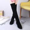 2024 Ladies Shoes Square Low Heel Women Over The Knee Boots Black Round Toe Woman Motorcycle Boots Dfc45