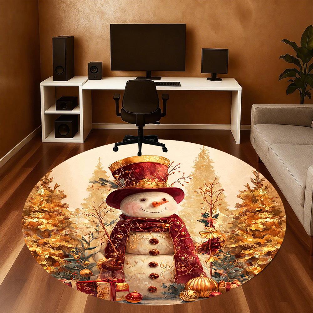 1PC snowman winter Office Round Area Rug, Under Office Chairs Bedroom Living Room Home Decor, Carpet for Office -1110150
