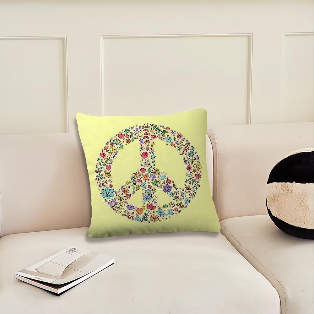 Fashion Peace Sign Nature Assortment cushion cover Pillow Cover Decoration Room Home Sofa living Office Car Nordic Simplicity