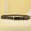 Women's Genuine Leather Black Thin Belt - Retro Fashion Accessory for Jeans