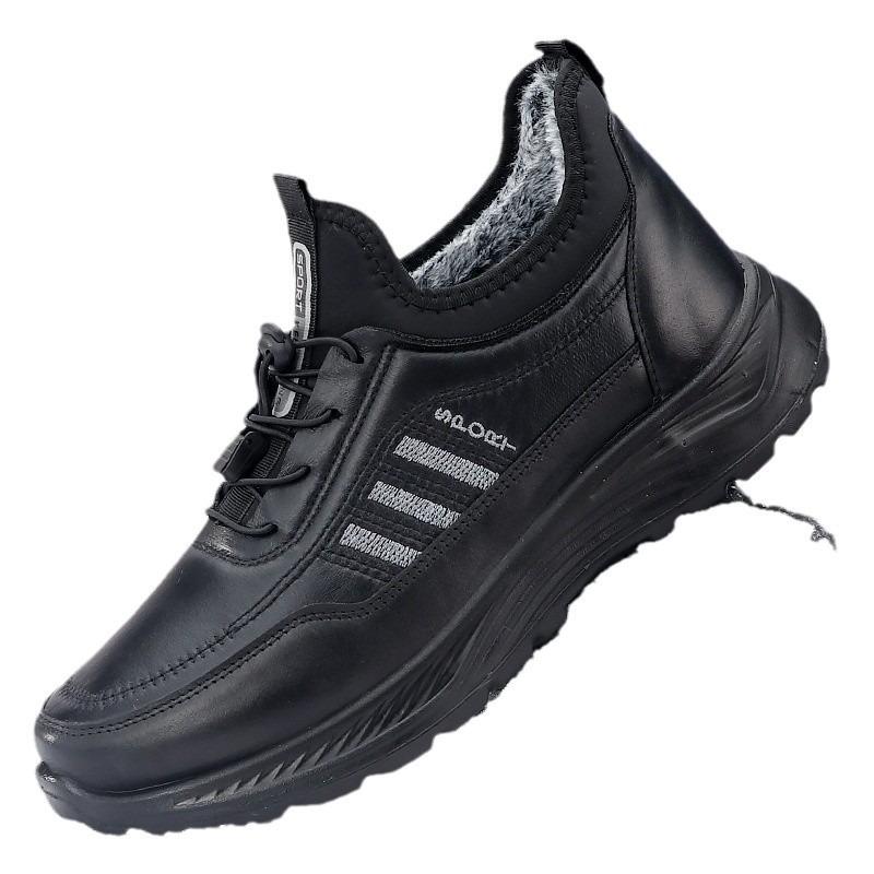 Winter men's snow sneakers cotton shoes polyurethane large cotton boots thickened warm waterproof leather snow boots