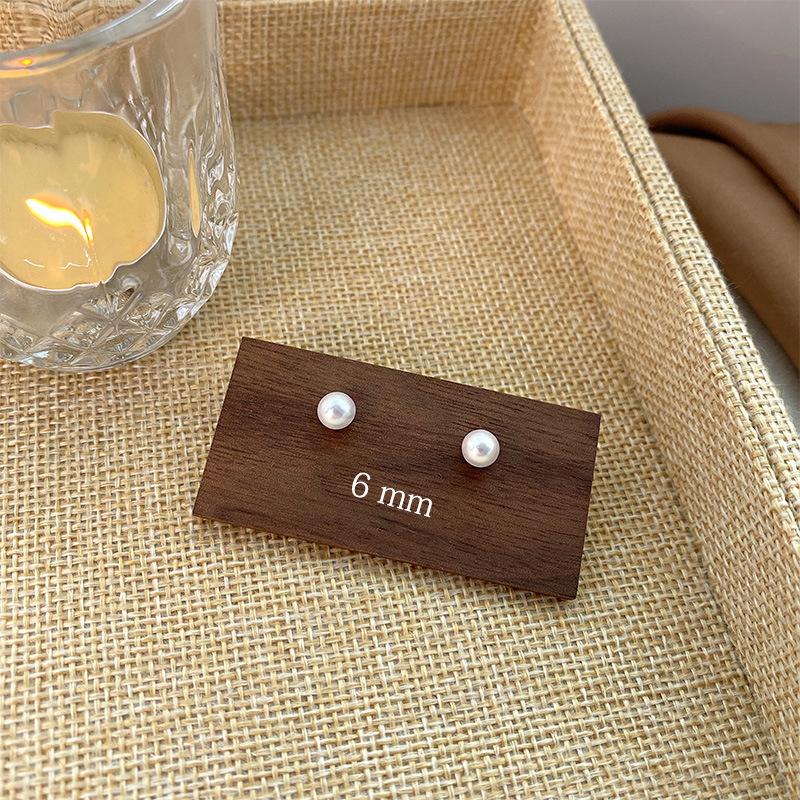 ins style pearl stud earrings retro temperament earrings 925 silver needle