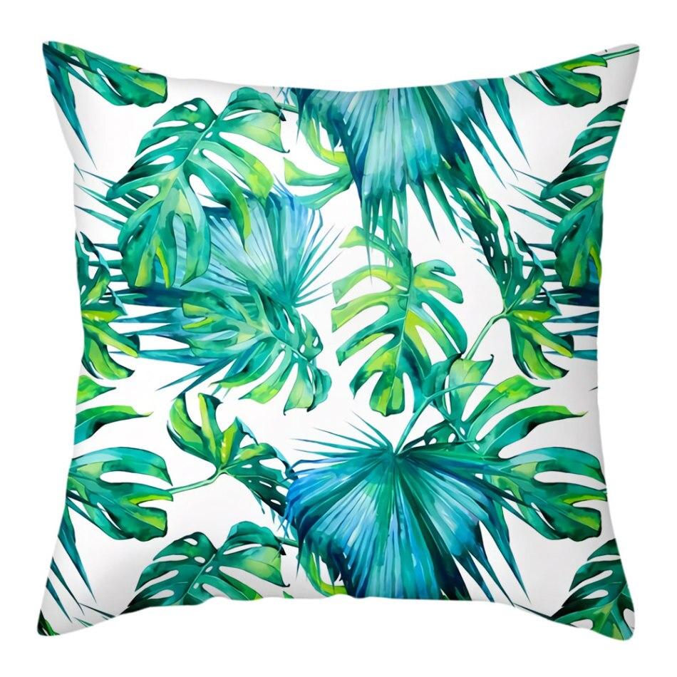 Palm Leaves Photo Cushion Cover Green Plant Flower Leaf Pillow case For