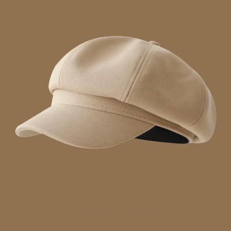 

Регулируемая кепка газетчика, твидовая шапка с клетчатым узором, уличная зимняя термошляпа в стиле ретро, ​​восьмиугольная кепка хаки