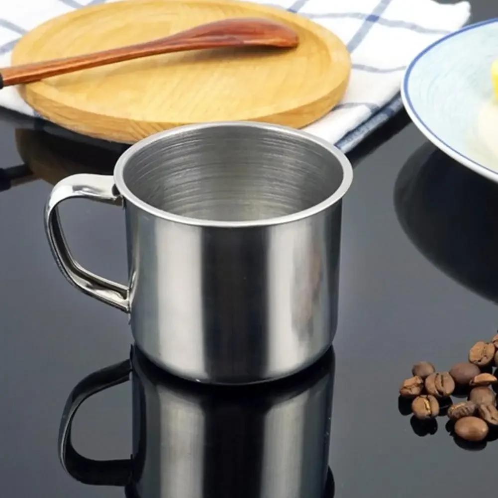 1 stk Omtrent 250 ml Tekopp Kvalitet Bærbar Rustfritt Stål Vann med Håndtak Camping Utendørs Reise Kaffekopp Øl