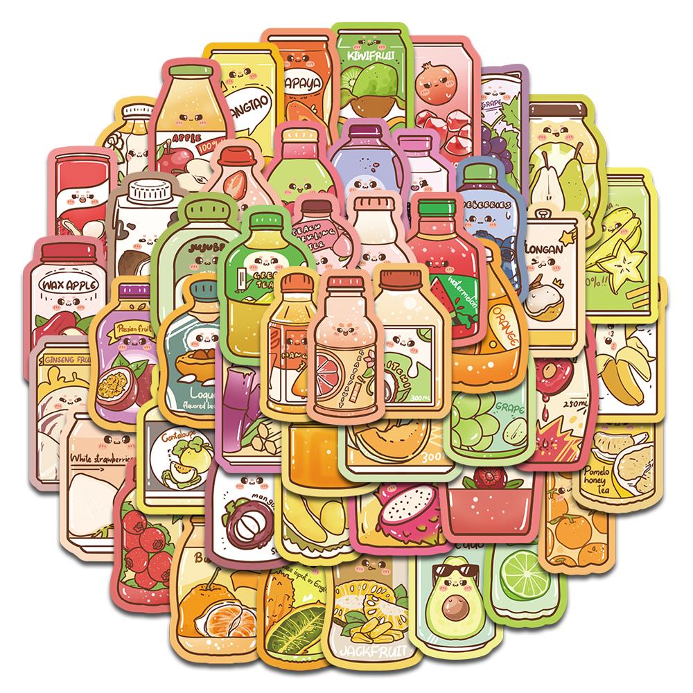 

50PCS Summer Drinks Sticker Cartoon Skateboard Aesthetic Retro Phone Laptop Bicycle Luggage Waterproof Bicycle Decal Stickers