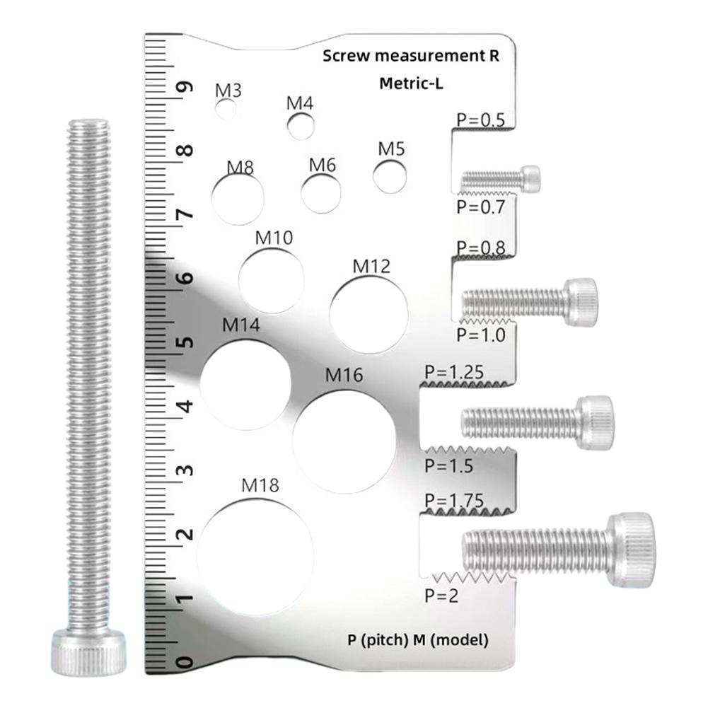 2pcs Screw Thread Pitch Gauge Ruler Anti-Slip Industry Standard Pitch Gauge Stainless Steel Measuring Ruler for Bolt Nut Metric
